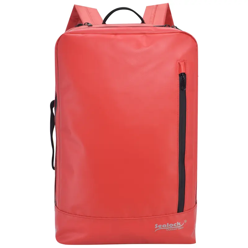 Ransel Laptop Bisnis Tahan Air dengan Ritsleting Dua Arah dan Selongsong Troli